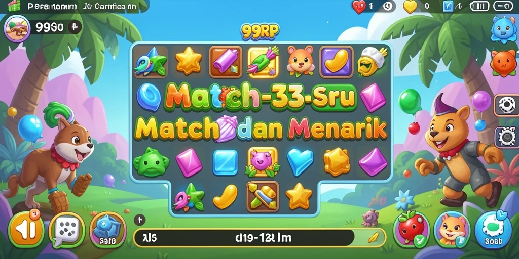 Screenshot permainan 99RP menampilkan level Match-3 yang menantang.