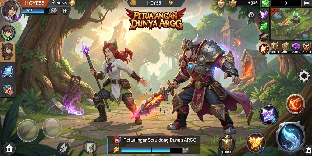 Tampilan gameplay menegangkan dalam petualangan ARPG HOYE55.