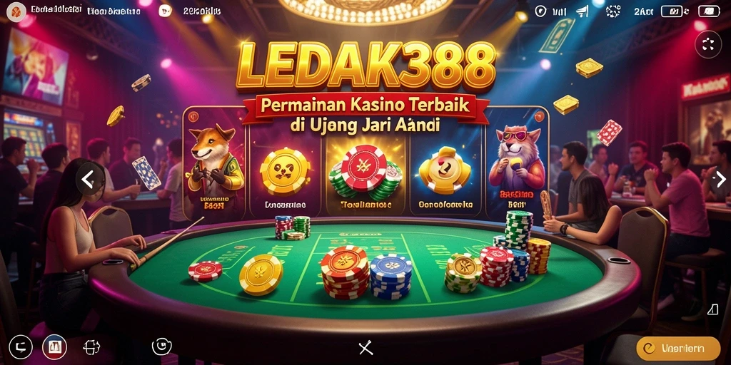 Tampilan gameplay menakjubkan dari LEDAK388 yang menghadirkan suasana Kasino.