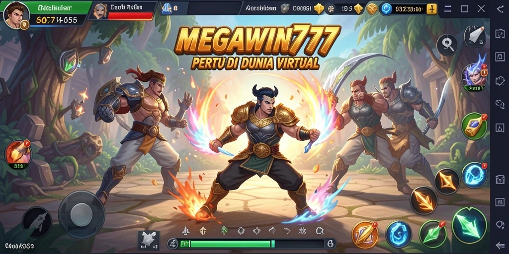 Tampilan pertarungan seru di MEGAWIN777 dengan karakter beragam.