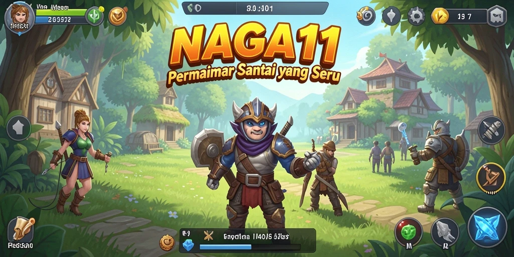 Tampilan gameplay NAGA11 yang cerah dan penuh warna.